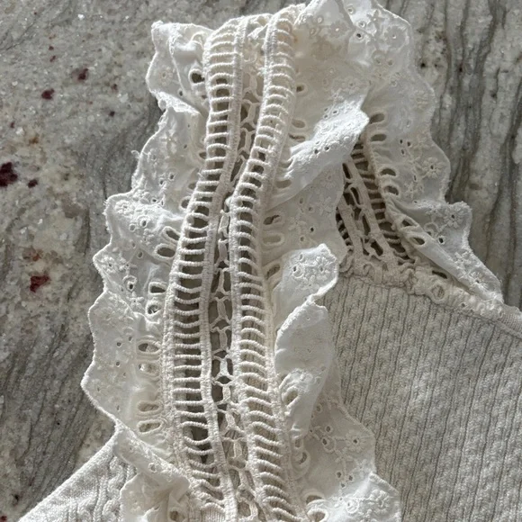 Pilcro from Anthropologie Cream Lace Detail Women's Blouse - Picture 4 of 8